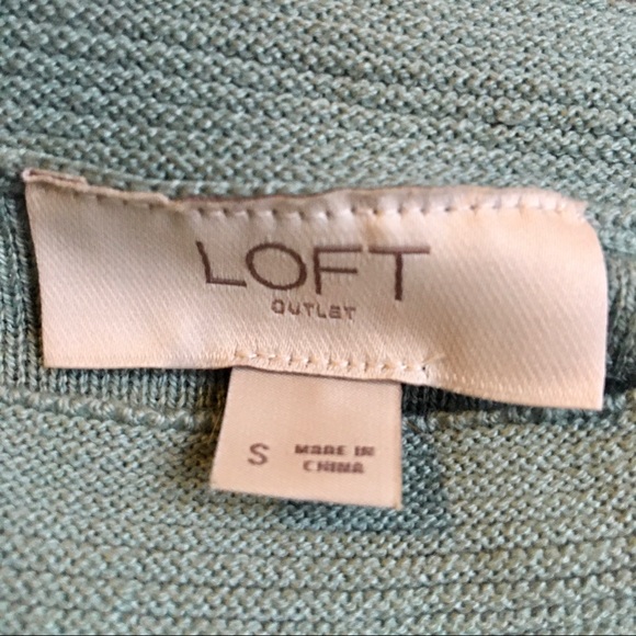 Loft light teal sweater, high boat neck, hi-lo hem - Picture 3 of 4